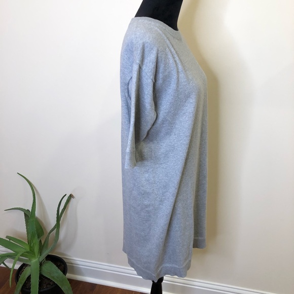 Vince Gray Ribbed Trim Oversized T-Shirt Tunic Dress XSMALL - Picture 3 of 7